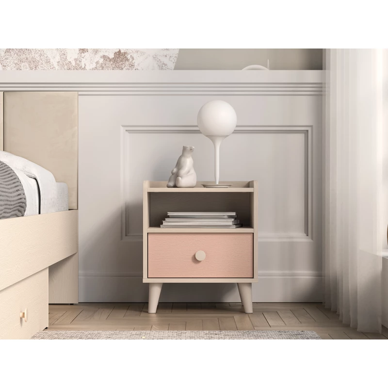 Kinderzimmer Nachttisch OLIVIA - beige/rosa