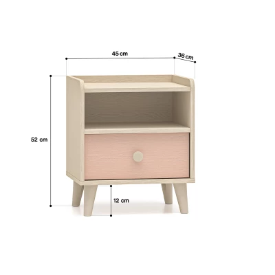 Kinderzimmer Nachttisch OLIVIA - beige/rosa