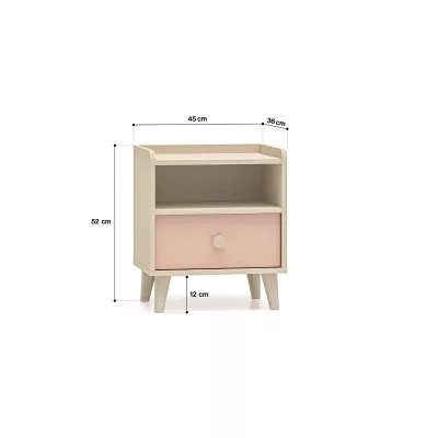 Kinderzimmer Nachttisch OLIVIA - beige/rosa