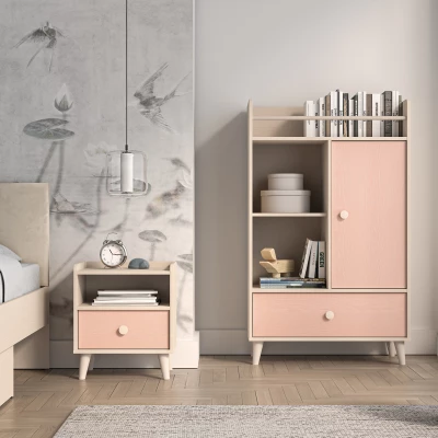 Kinderzimmer Nachttisch OLIVIA - beige/rosa