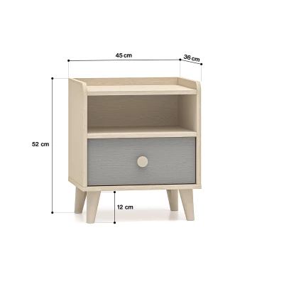 Kinderzimmer Nachttisch OLIVIA - beige/grau