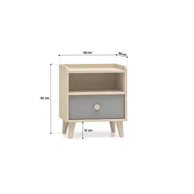 Kinderzimmer Nachttisch OLIVIA - beige/grau
