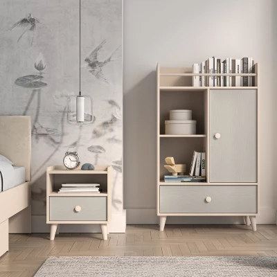 Kinderzimmer Nachttisch OLIVIA - beige/grau