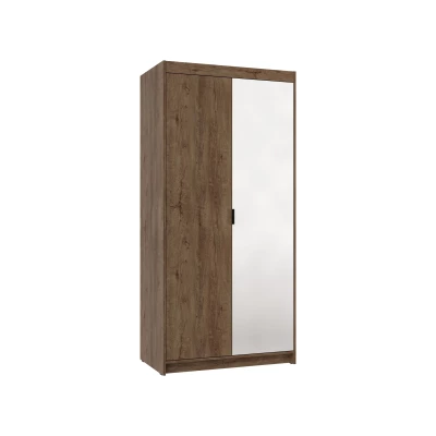 Kleiderschrank 90x190 PILINA mit Spiegel - Eiche Lefkas