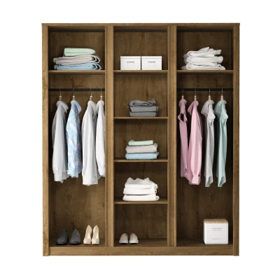 Dreitüriger Kleiderschrank 166 cm FEREIRA – Lefkas-Eiche