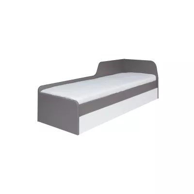 Einzelbett mit Schubladen 80x200 MANKATO - grau / glänzend weiß