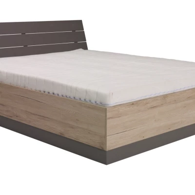 Doppelbett 160x200 mit Stauraum KIMBALL - San Remo Eiche / Grau
