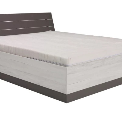 Doppelbett 160x200 mit Stauraum KIMBALL - Norwegische Kiefer / Grau