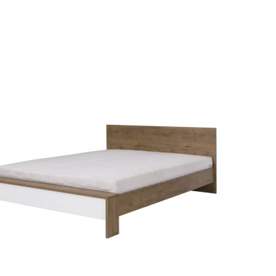 Doppelbett 160x200 ISANTI - bordeauxfarbene Eiche / Hochglanzweiß