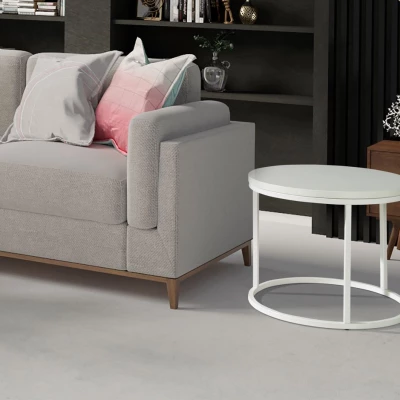 Runder Couchtisch BASTROF 4 - weiß