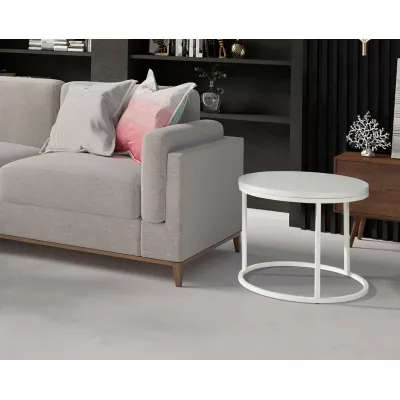 Runder Couchtisch BASTROF 4 - weiß