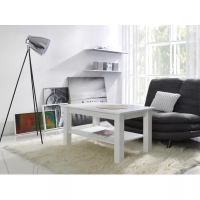 Couchtisch mit Ablage DASSEL 1 - weiß glänzend / weiß matt
