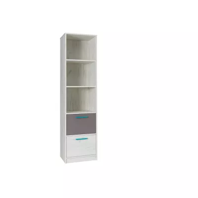 Schmale Schubladenregal DEANY – Eiche/Esche/Türkis