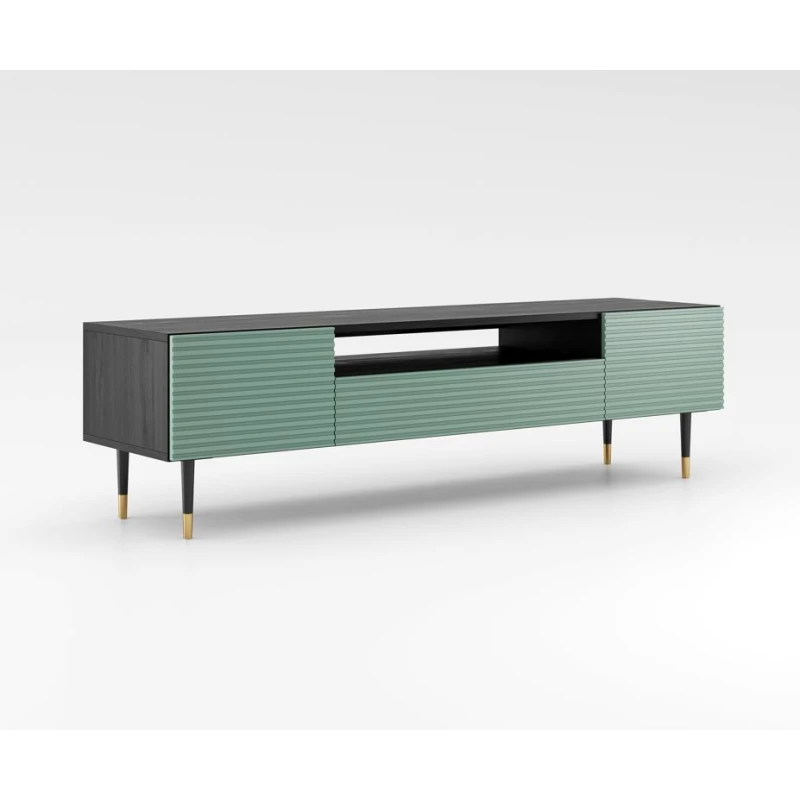 TV-Ständer mit Schublade MILIONA 2 - Pistaziengrün / Grau
