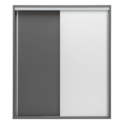 Kleiderschrank mit Regalen, 120 cm, MANKATO – grau/glänzend weiß