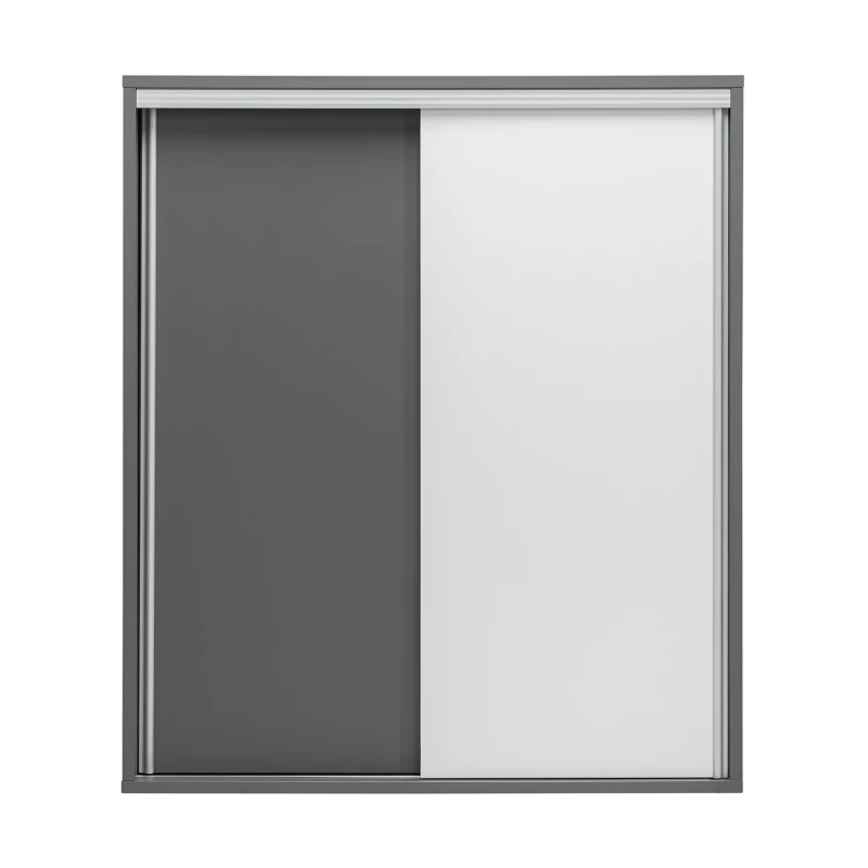 Kleiderschrank mit Regalen, 120 cm, MANKATO – grau/glänzend weiß