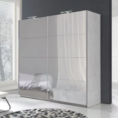 Spiegelschrank 225 cm KIMBALL 2 – Norwegische Kiefer / Grau + GRATIS LED-Beleuchtung