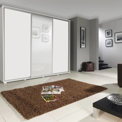 Kleiderschrank mit Spiegel 255 cm MAKEL - weiß