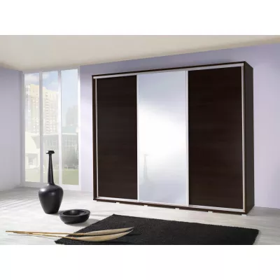 Kleiderschrank mit Spiegel 255 cm MAKEL - Kastanienbraun Wenge
