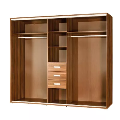 Kleiderschrank mit Spiegel 255 cm MAKEL - Kastanienbraun Wenge