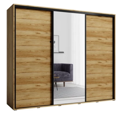 Kleiderschrank mit Spiegel 255 cm MAKEL - Eiche Catania