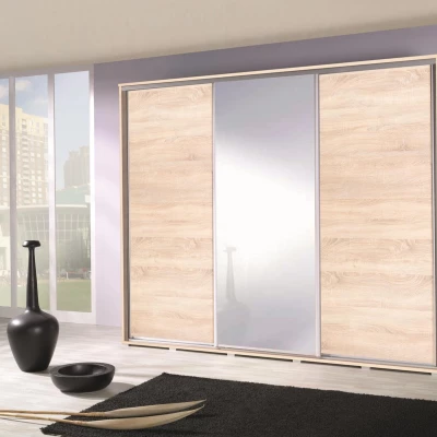 Kleiderschrank mit Spiegel 255 cm MAKEL - Sonoma-Eiche