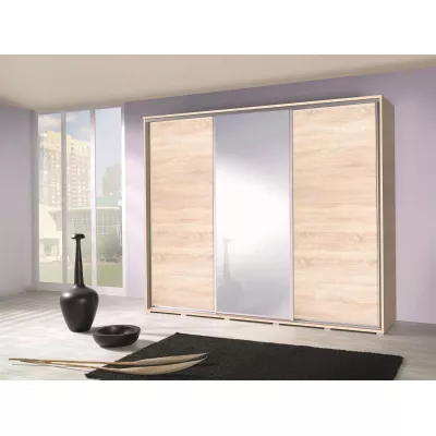 Kleiderschrank mit Spiegel 255 cm MAKEL - Sonoma-Eiche