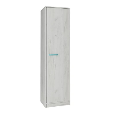Schmaler Kleiderschrank 50 cm mit Kleiderstange DEANY – Eiche/Esche/Türkis