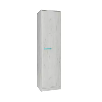 Schmaler Kleiderschrank 50 cm mit Kleiderstange DEANY – Eiche/Esche/Türkis