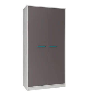 Zweitüriger Kleiderschrank 96 cm DEANY – Eiche/Esche/Türkis