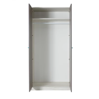 Zweitüriger Kleiderschrank 96 cm DEANY – Eiche/Esche/Türkis
