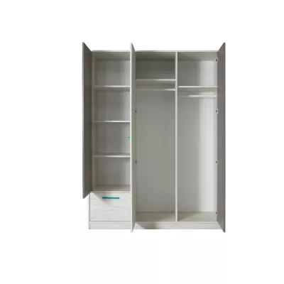 Breiter Kleiderschrank 145 cm DEANY – Kraft Eiche/Esche/Türkis