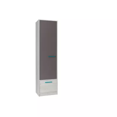 Schmaler Kleiderschrank 50 cm DEANY – Kraft Eiche / Esche / Türkis