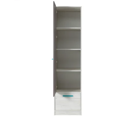 Schmaler Kleiderschrank 50 cm DEANY – Kraft Eiche / Esche / Türkis