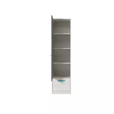 Schmaler Kleiderschrank 50 cm DEANY – Kraft Eiche / Esche / Türkis