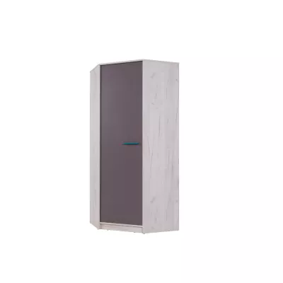 Eckkleiderschrank 85 cm DEANY – Kraft Eiche / Esche / Türkis