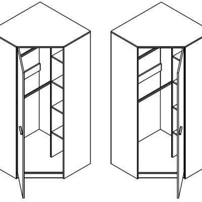 Eckkleiderschrank 85 cm DEANY – Kraft Eiche / Esche / Türkis