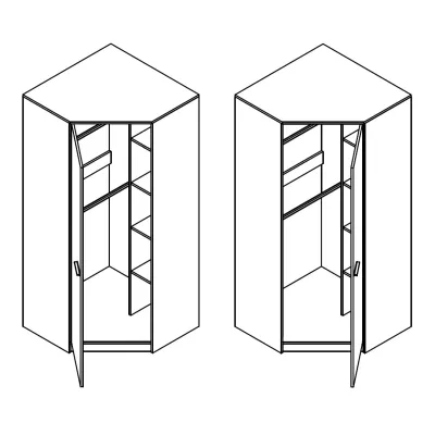 Eckkleiderschrank 85 cm DEANY – Kraft Eiche / Esche / Türkis