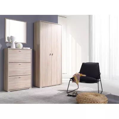 Hohes, klappbares Schuhregal KINNEY - Sonoma-Eiche