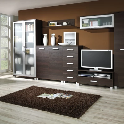 ANDOVER Wandschrank mit Glastüren - Kastanie Wenge
