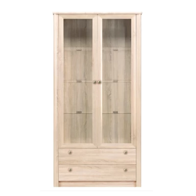 FRIDLEY Vitrine mit Schubladen – Sonoma-Eiche + GRATIS LED-Beleuchtung