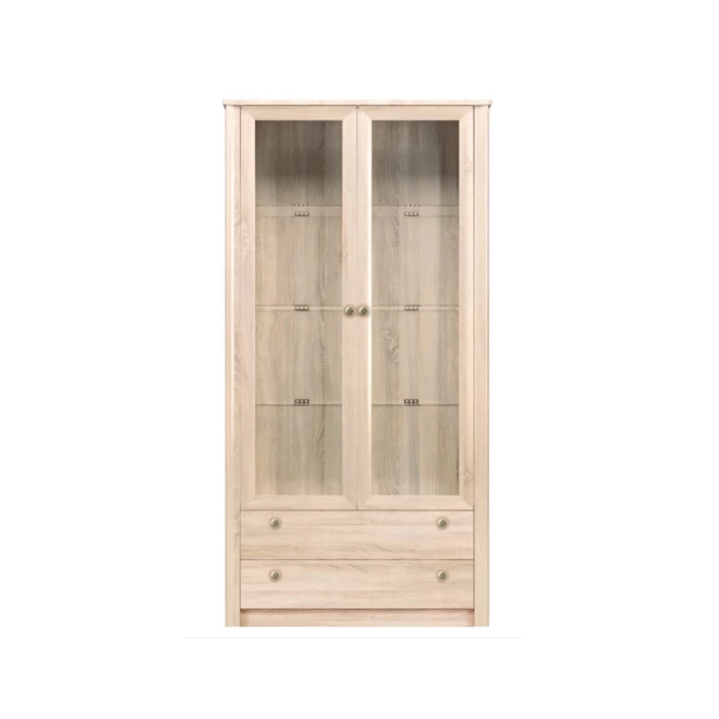 FRIDLEY Vitrine mit Schubladen – Sonoma-Eiche + GRATIS LED-Beleuchtung