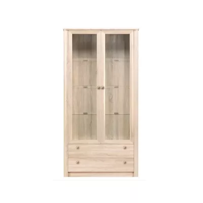 FRIDLEY Vitrine mit Schubladen – Sonoma-Eiche + GRATIS LED-Beleuchtung