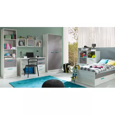 Hängeschrank 35 cm DEANY - Krafteiche / Esche / Türkis