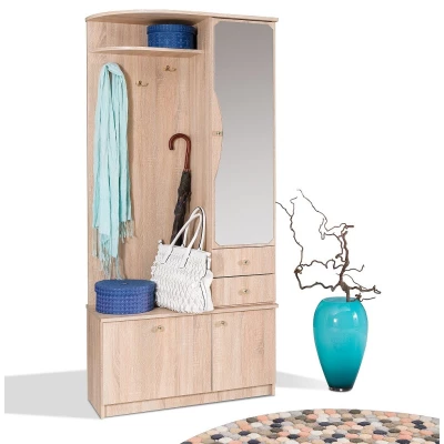 Flurwand mit Spiegel LISMORE – Sonoma-Eiche, Echtholz-Finish