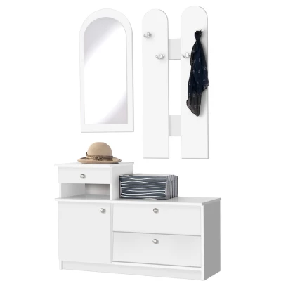 Flurwand mit Spiegel BONHAM 1 - weiß