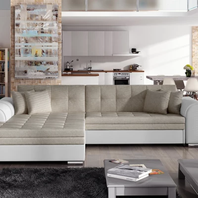 Ecksofa SANGITA 1 - weiß/beige, linke Ecke