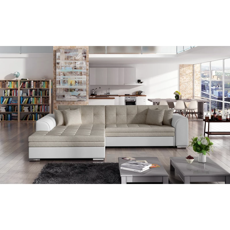 Ecksofa SANGITA 1 - weiß/beige, linke Ecke