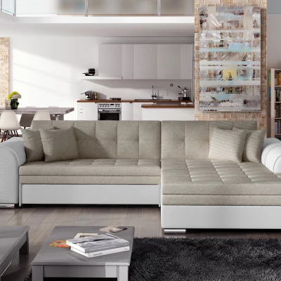 Ecksofa SANGITA 1 - weiß/beige, rechte Ecke