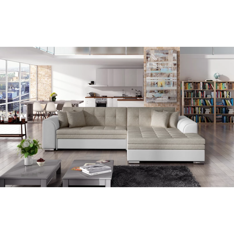 Ecksofa SANGITA 1 - weiß/beige, rechte Ecke